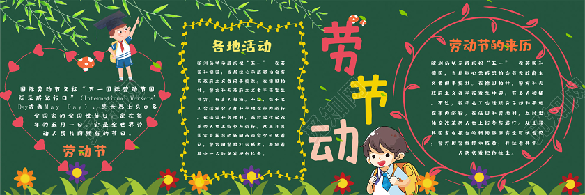 觅知网 设计素材 设计模板 > 绿色简约五一51劳动节黑板报五一劳动节