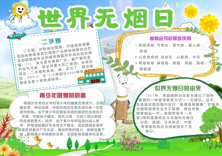 卡通世界无车日手抄报