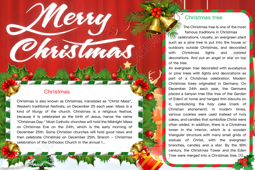 简约可爱merrychristmas圣诞节小报word模板