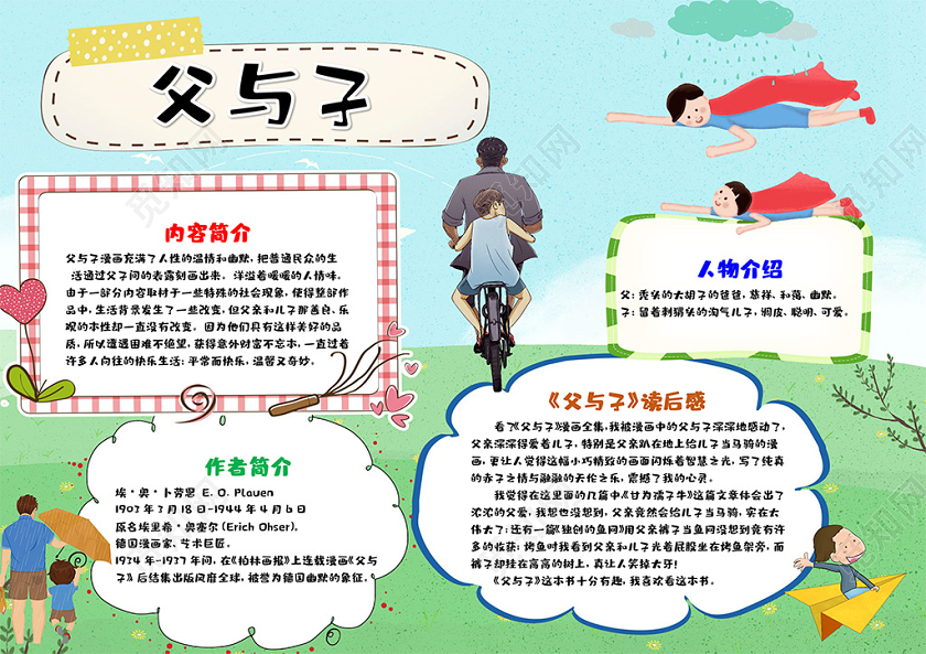 卡通父与子漫画读后感手抄报