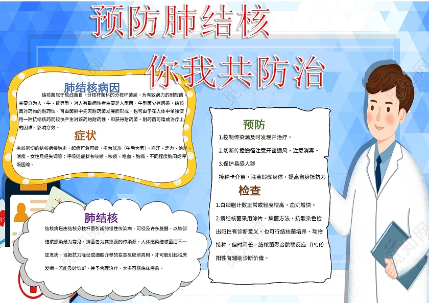 医疗卫生结核病预防治疗注意事项手抄报小报防治结核病日